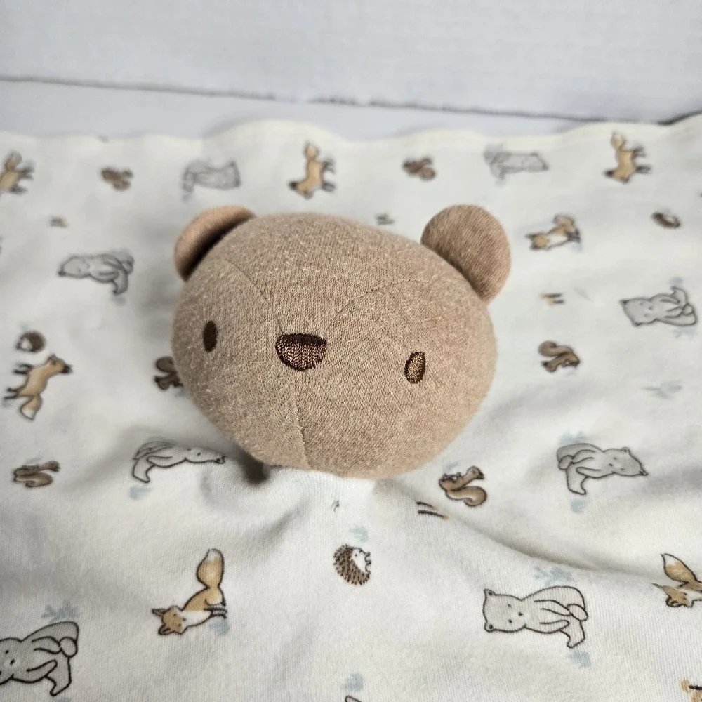 Rabbit + Bear By Emily And Oliver Organic Lovey Security Blanket Woodland Animal